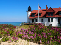 Spring Lilacs at Point Betsie Lighthouse on Lake Michigan