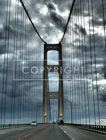 Dramatic Drive over Mackinac Bride