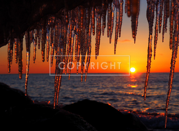 Icy Sunset on Lake Michigan
