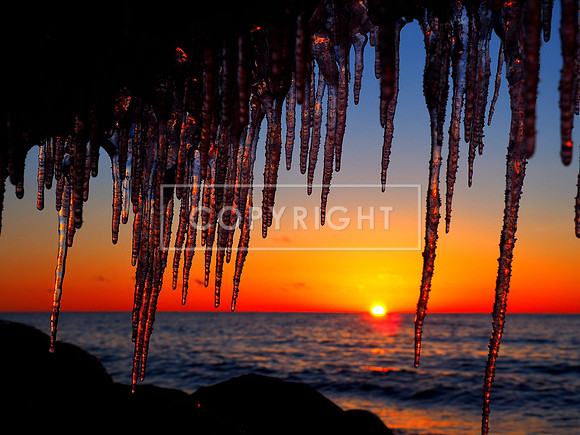 Icy Sunset on Lake Michigan