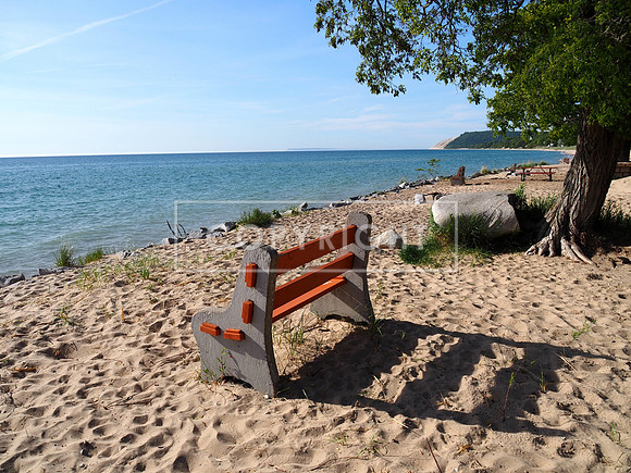 Bench with a view of Empire beach along Lake Michigan